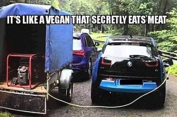 electric car meme - It'S A Vegan That Secretly Eats Meat Ibuidorari