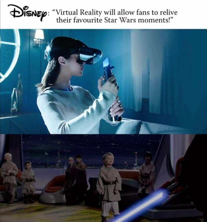 funny posts - virtual reality will allow star wars fans to relive their favorite star wars moments