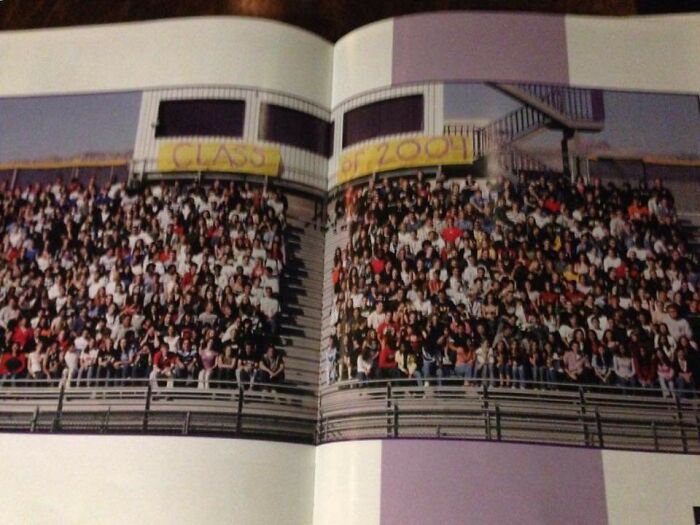 Yearbook Picture With A Gap To Avoid Lost In Binding