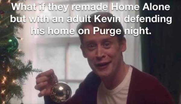 home alone purge - What if they remade Home Alone but with an adult Kevin defending his home on Purge night.