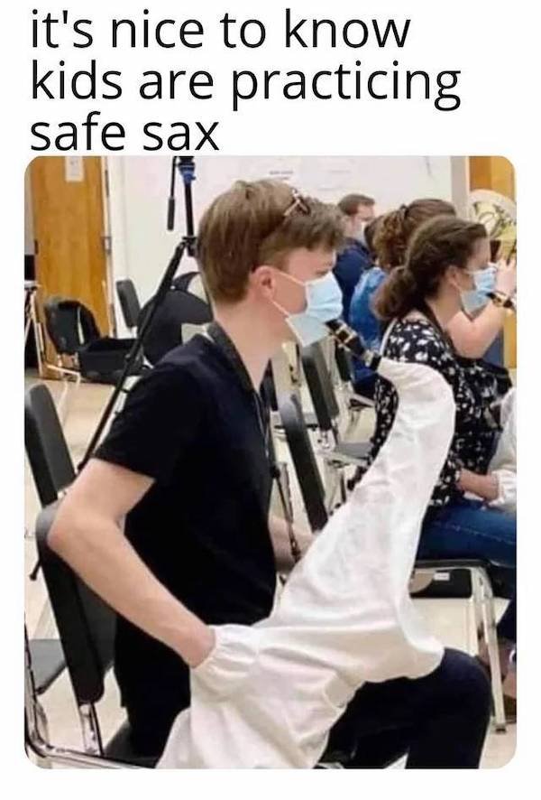 covid band instrument covers - it's nice to know kids are practicing safe sax