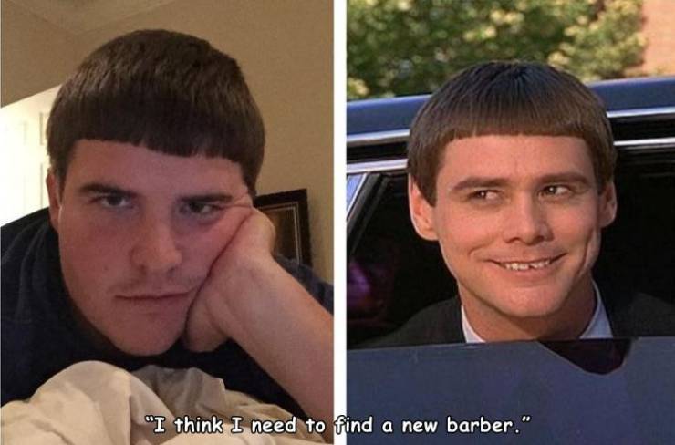 jim carrey dumb and dumber - "I think I need to find a new barber."