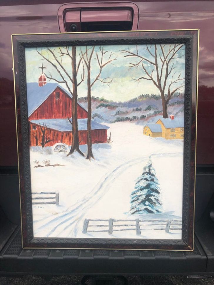 “Went to the Goodwill to pick up something and saw a painting that looked just like one my grandmother would have painted. It was her painting!”