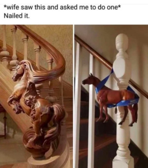 horse railing meme - wife saw this and asked me to do one Nailed it.