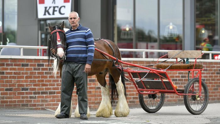 TIL That a man in horse-drawn carriage was kicked out of KFC drive-through. He then went to a McDonalds and was served a Big Mac without anyone questioning his method of transport.