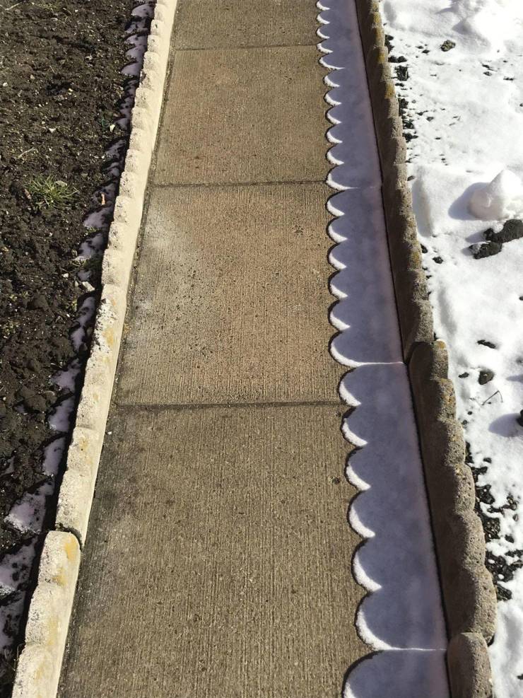 “The way the snow melted on my walkway.”