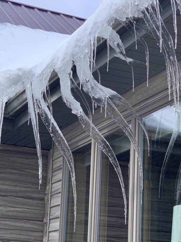 “Beautiful but weirdly creepy icicles grew on my house this winter.”