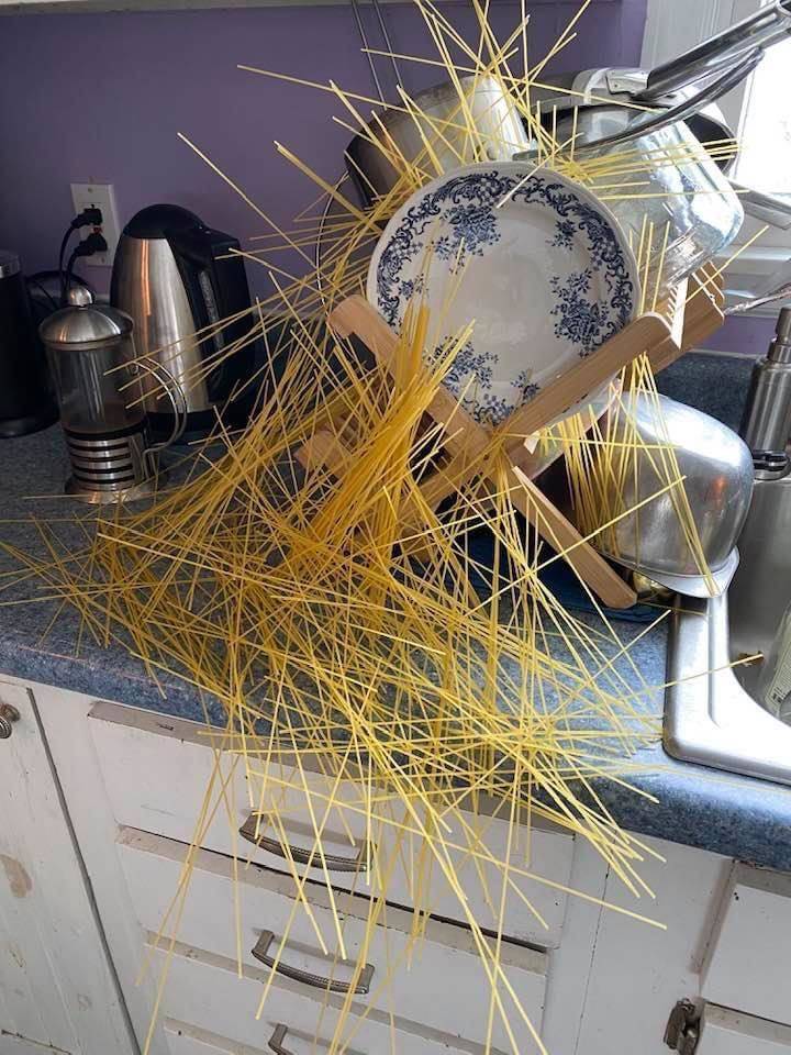 “The way my pasta spilled.”