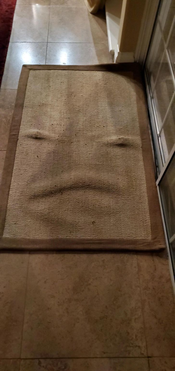 cool pics - rug with angry face on it