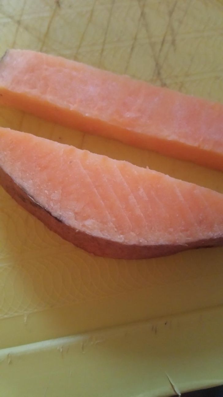 “My sweet potato looks like salmon.”