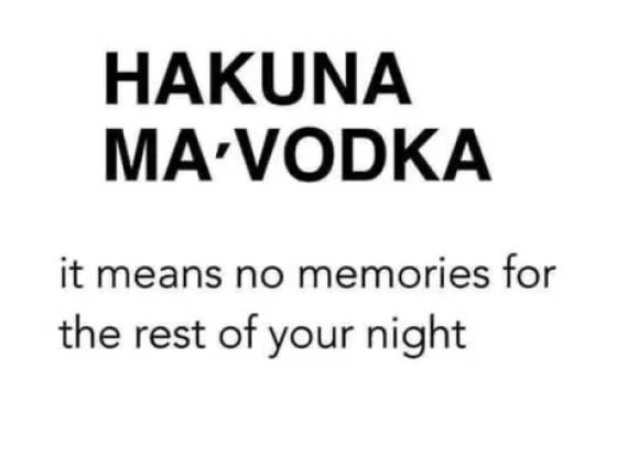number - Hakuna Ma Vodka it means no memories for the rest of your night
