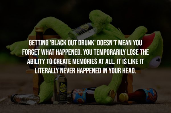 funny alcohol ads - Getting 'Black Out Drunk' Doesn'T Mean You Forget What Happened. You Temporarily Lose The Ability To Create Memories At All. It Is It Literally Never Happened In Your Head.