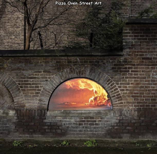 funny pics and memes - wall - Pizza Oven Street Art