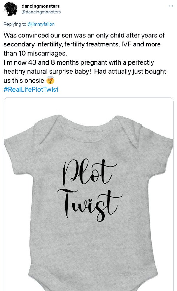 t shirt - dancingmonsters Was convinced our son was an only child after years of secondary infertility, fertility treatments, Ivf and more than 10 miscarriages. I'm now 43 and 8 months pregnant with a perfectly healthy natural surprise baby! Had actually 