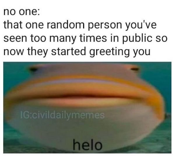 funny awkward memes - no one that one random person you've seen too many times in public so now they started greeting you