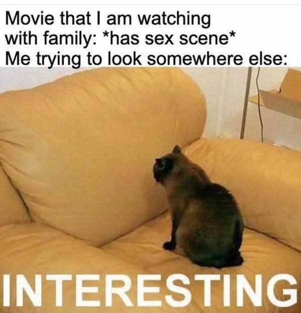 funny awkward memes - Movie that I am watching with family has sex scene Me trying to look somewhere else Interesting