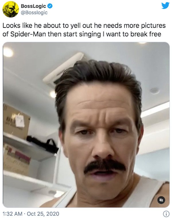 mark wahlberg sully - BossLogic Looks he about to yell out he needs more pictures of SpiderMan then start singing I want to break free