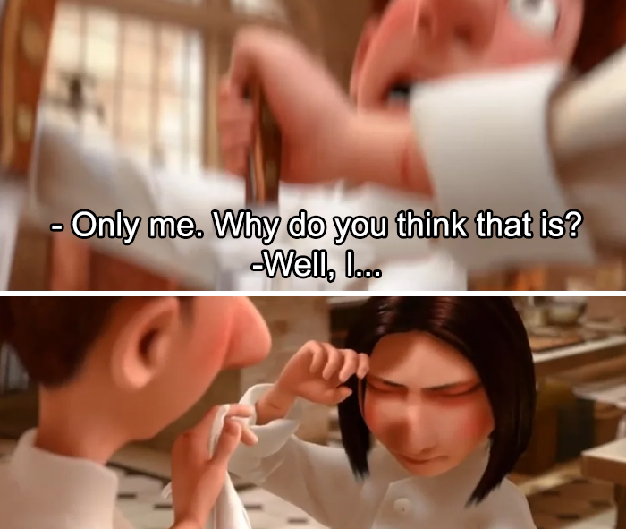 In Ratatouille (2007) Colette Has A Scar On Her Wrist. The Scars Are Actually From Burn Marks That Chefs In Real Life Have.