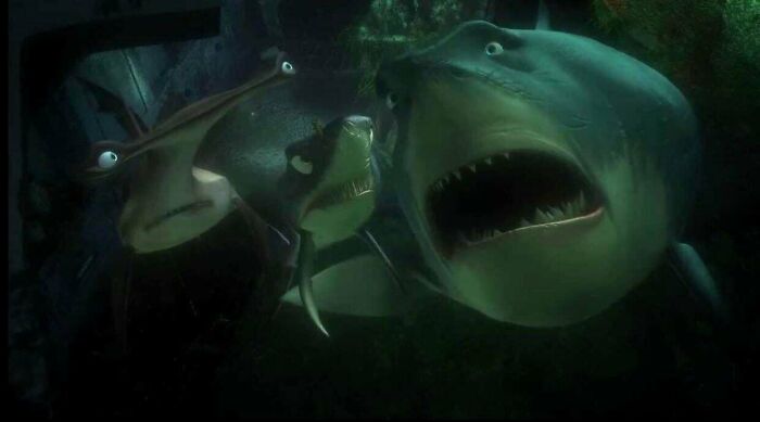 In Finding Nemo, Bruce The Shark Starts Crying When Marlin Starts Talking About Nemo, Saying “I Never Knew My Father”. Male Sharks Mate With The Female Then Leave, So Baby Sharks Never Actually Meet Their Father