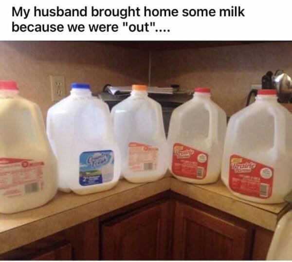 plastic bottle - My husband brought home some milk because we were "out".... lm