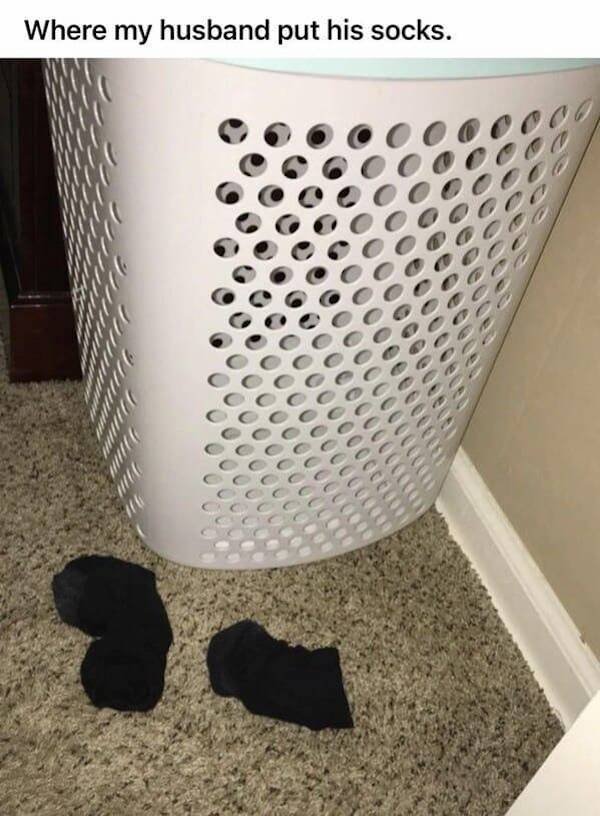 floor - Where my husband put his socks.