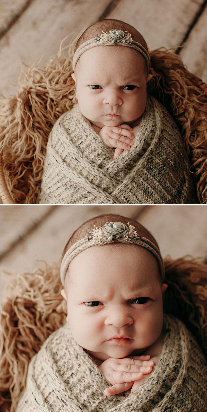 These Might Just Be The Best Baby Facial Expressions I Have Ever Captured! Mom And Dad Both Said She Came Out With This Same Face! Grumpy Old Lady