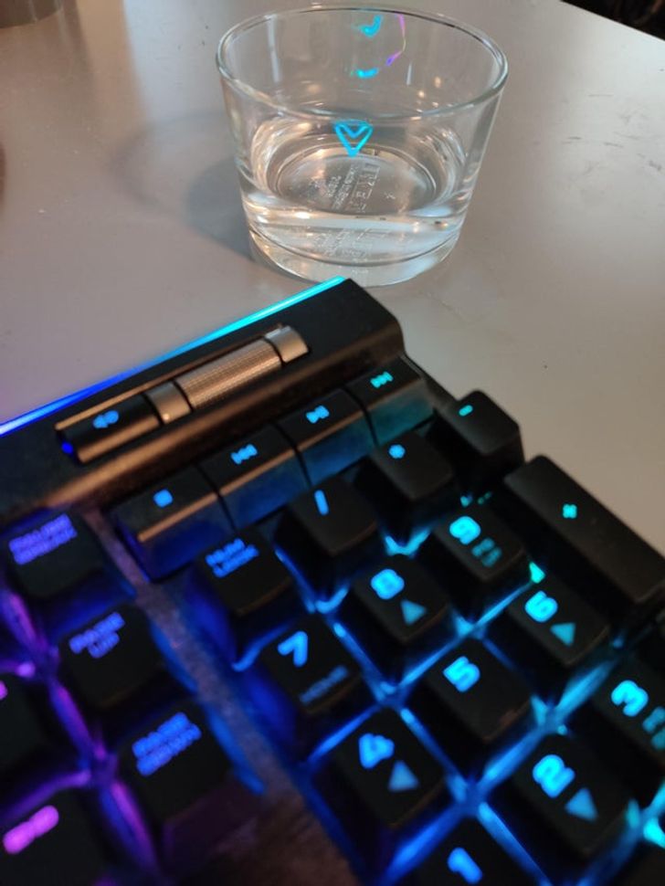 “The lighting from my keyboard formed a little heart on my glass.”