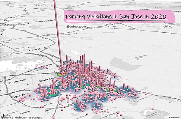 map - Parking Violations in San Jose in 2020 gulrez mont Santa Clara in Crew Sunnyvale nerofer Cupertino Saratoga source data sanjoseca.qov