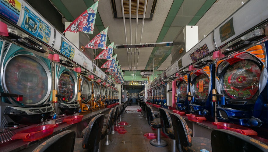 This Abandoned Pachinko Hall Would Once Have Been A Hive Of Activity. Pachinko Is A Popular Japanese Arcade Game