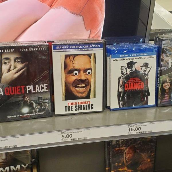 funny pics and memes - Stanley Kubrick Collection with googly eyes