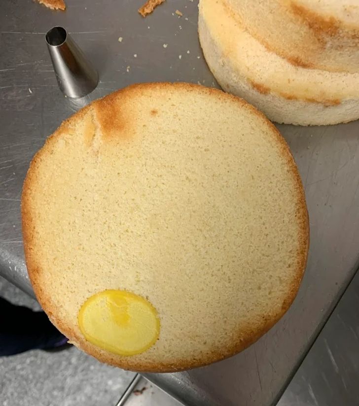 “This egg yolk that survived the mixer at work.”