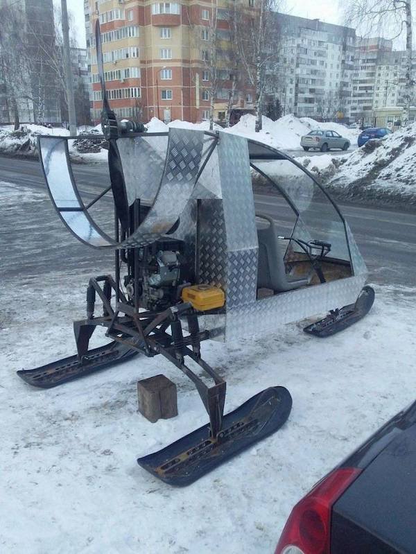 funny pics and memes - snow jet contraption vehicle diy