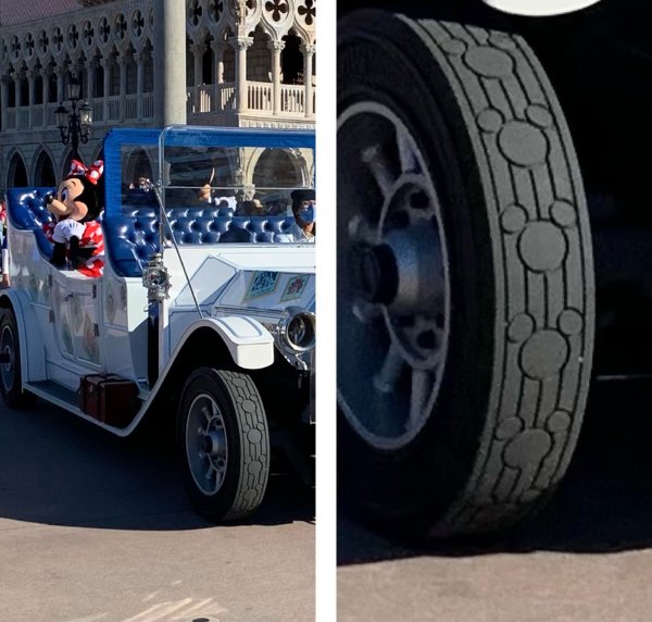 I love the Mickey tires on this cavalcade car at Epcot.