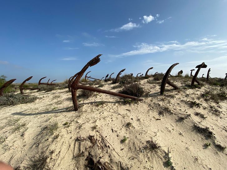 A beautiful anchor graveyard in Praia Do Barril, Portugal