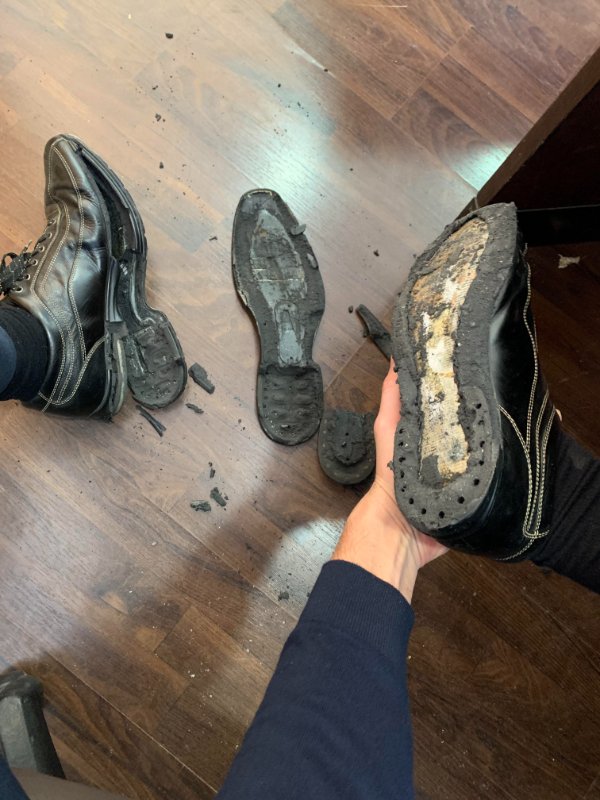 “Moments after arriving at the office, my shoes decided to take the day off.”