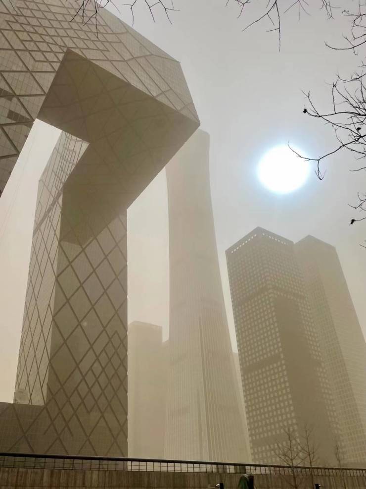 “A Mars-like blue sun in Beijing caused by today's severe dust storm.”