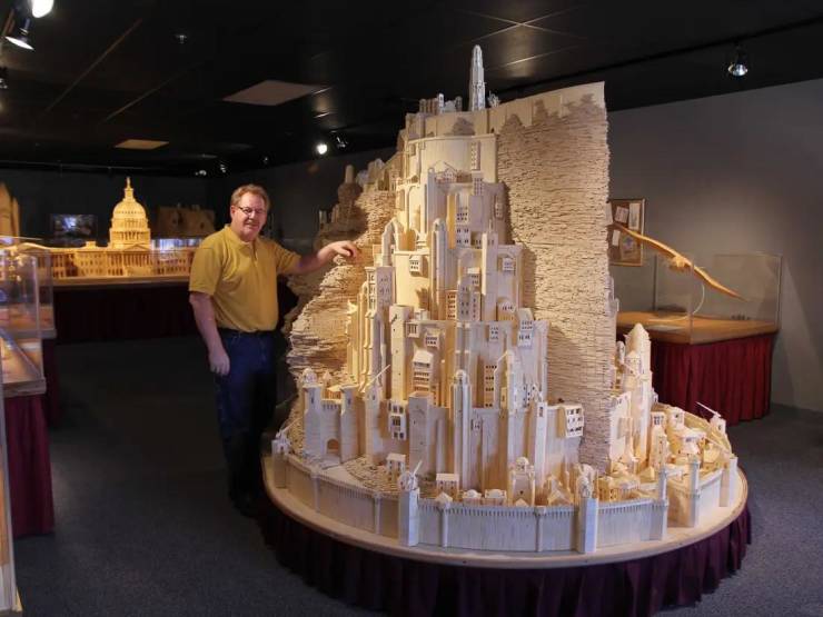 “Matchstick Sculpture Of Minas Tirith From LOTR Made From 420,000 Matchsticks. (Creator stood by for size comparison)”