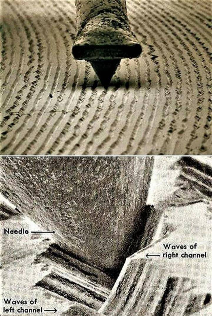 “Phonograph record magnified 1000x.”