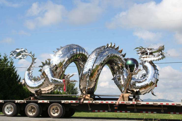 “Stainless Steel Chinese Imperial Dragon.”