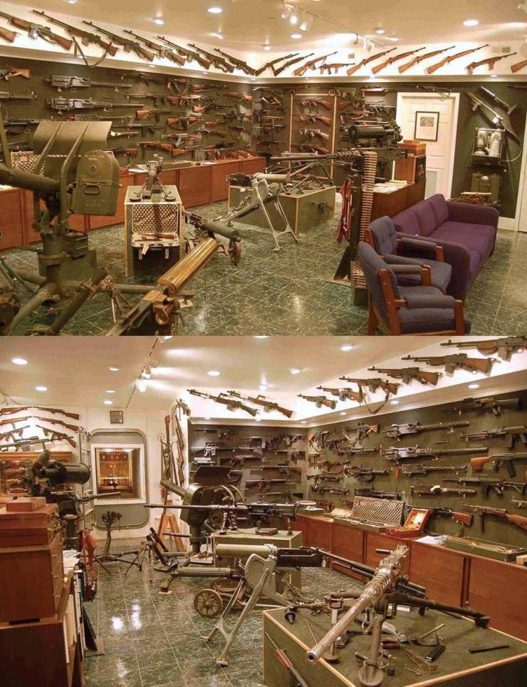 “The late Charlton Heston's gun room.”