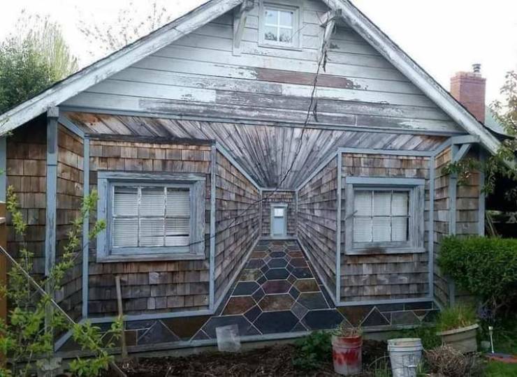 “This optical illusion built into the side of a house.”