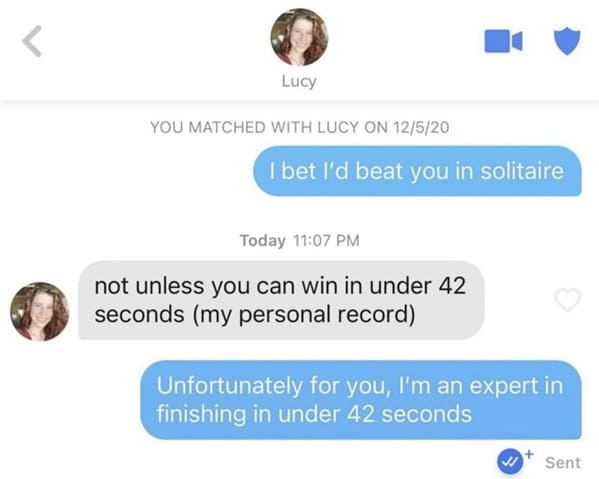 funny roasts - I bet I'd beat you in solitaire - not unless you can win in under 42 seconds