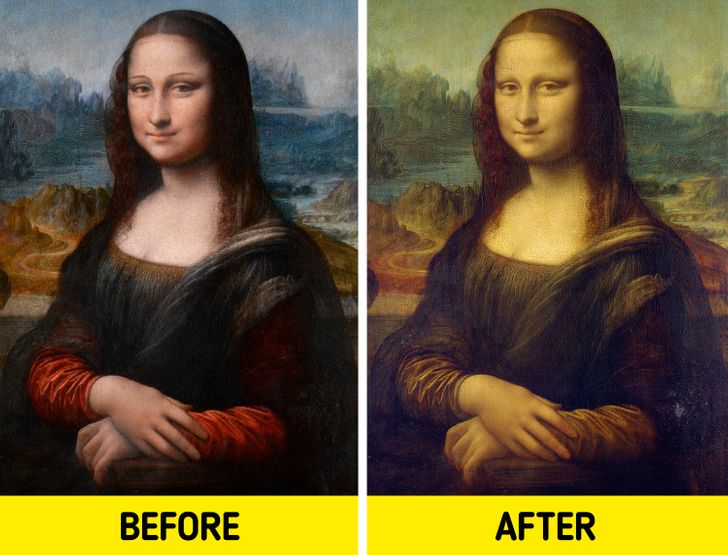 We know the Mona Lisa without eyebrows and eyelashes. It even became the most recognizable thing about this painting, aside from the smile. But not very long ago Parisian engineers found out that, originally, the Mona Lisa had both eyebrows and lashes. 240-megapixel scans revealed traces of the Mona Lisa’s left brow that were obliterated by restoration efforts.