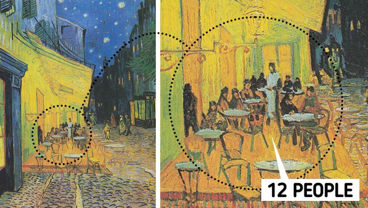 One of the theories suggests that van Gogh intended this painting to be a uniquely innovative Last Supper. As proof, in the painting, you can see 12 people while dining drenched in a yellow halo.