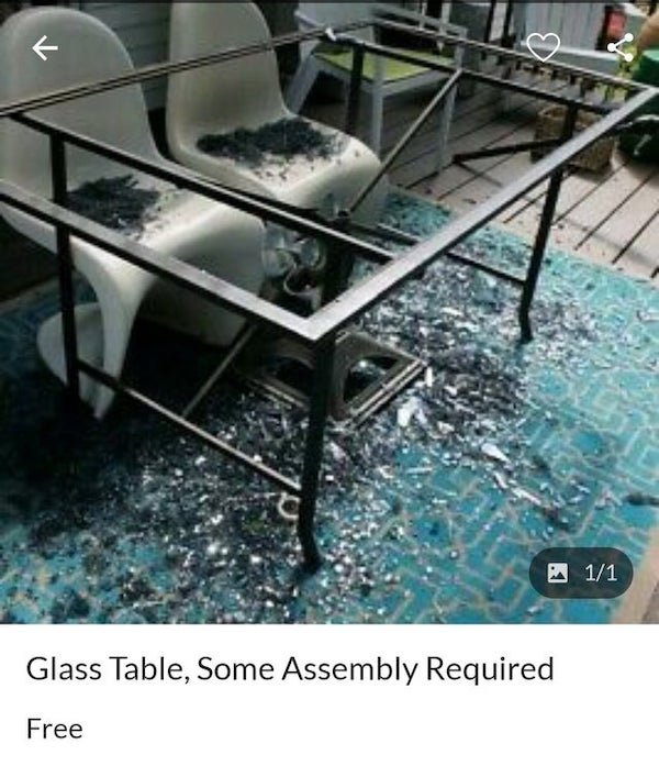shattered glass tabletops - 11 Glass Table, Some Assembly Required Free