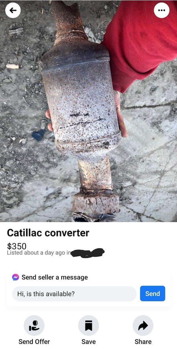 water - ... Catillac converter $350 Listed about a day ago in Send seller a message Hi, is this available? Send Send Offer Save