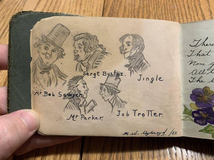 “My great-grandmother sketched her teachers in 1924. I found it in her school notebook.”