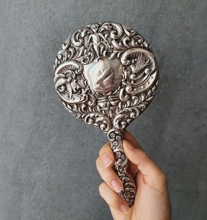 “I got my hands on this lovely English sterling silver mirror from 1906. I love it!”