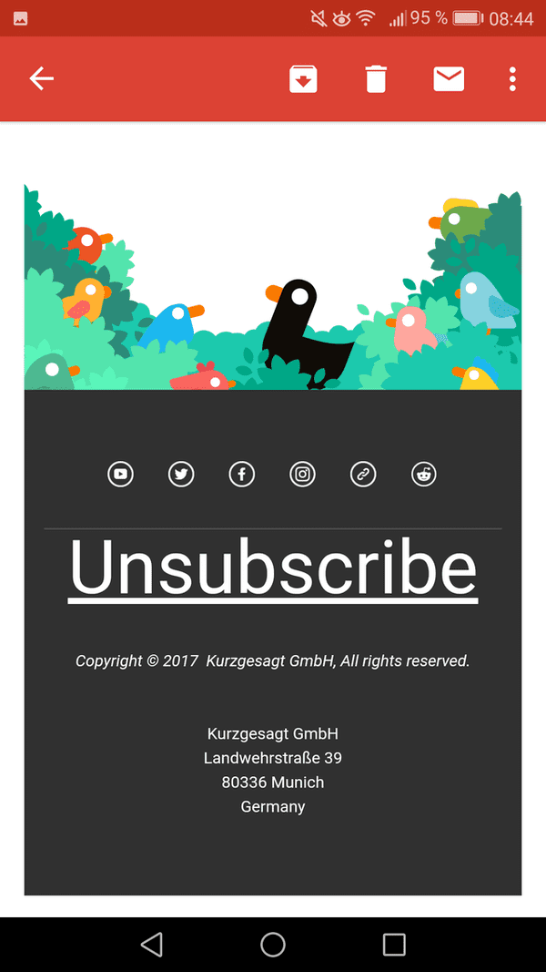 An actual LARGE unsubscribe button.