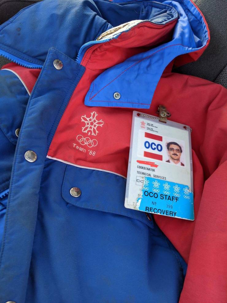 “The Olympic jacket I got at a thrift store had the original owners I.D badge (as well as tickets for the opening ceremony, plane tickets and stickers) inside one of the pockets.”